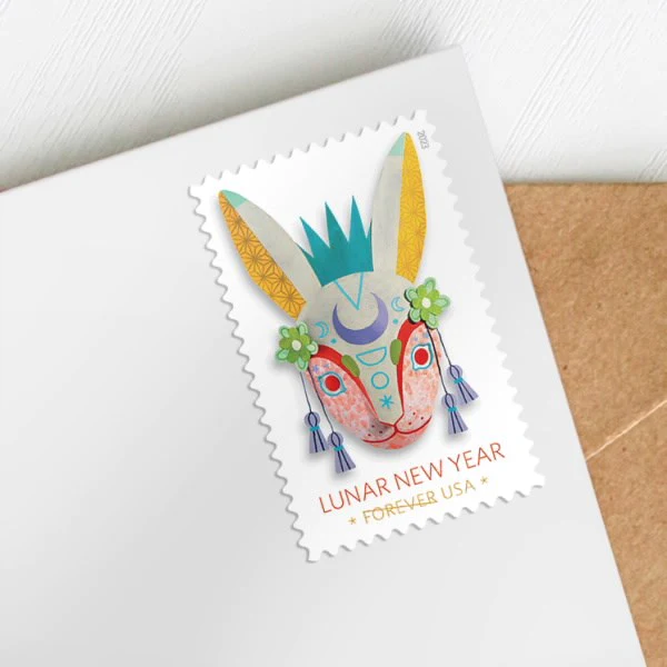 100 Forever Stamps 2023 USPS First-Class Year of the Rabbit Stamps 5 Books (20PCS/Book)